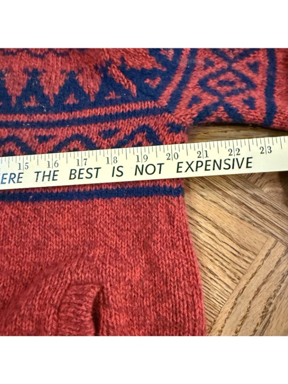 Vintage LL Bean Womens Wool Nylon Blend Full Zip Sweater Medium Nordic Geometric - Picture 4 of 6